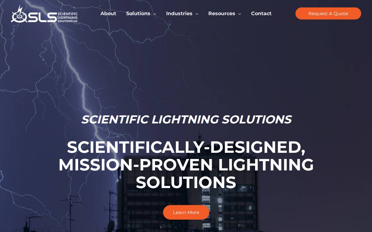 Scientific Lightning Solutions website preview