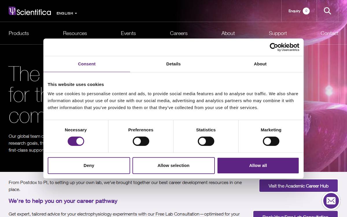 Scientifica website preview