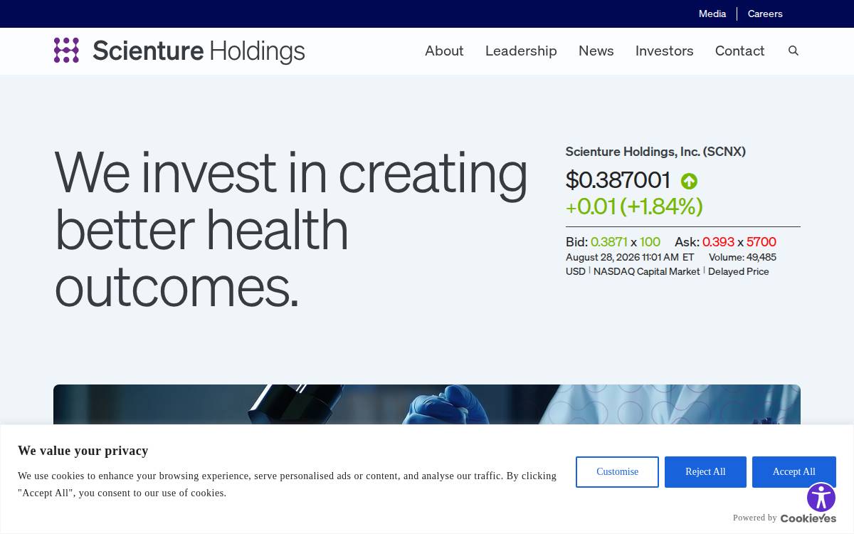 Scienture Holdings website preview
