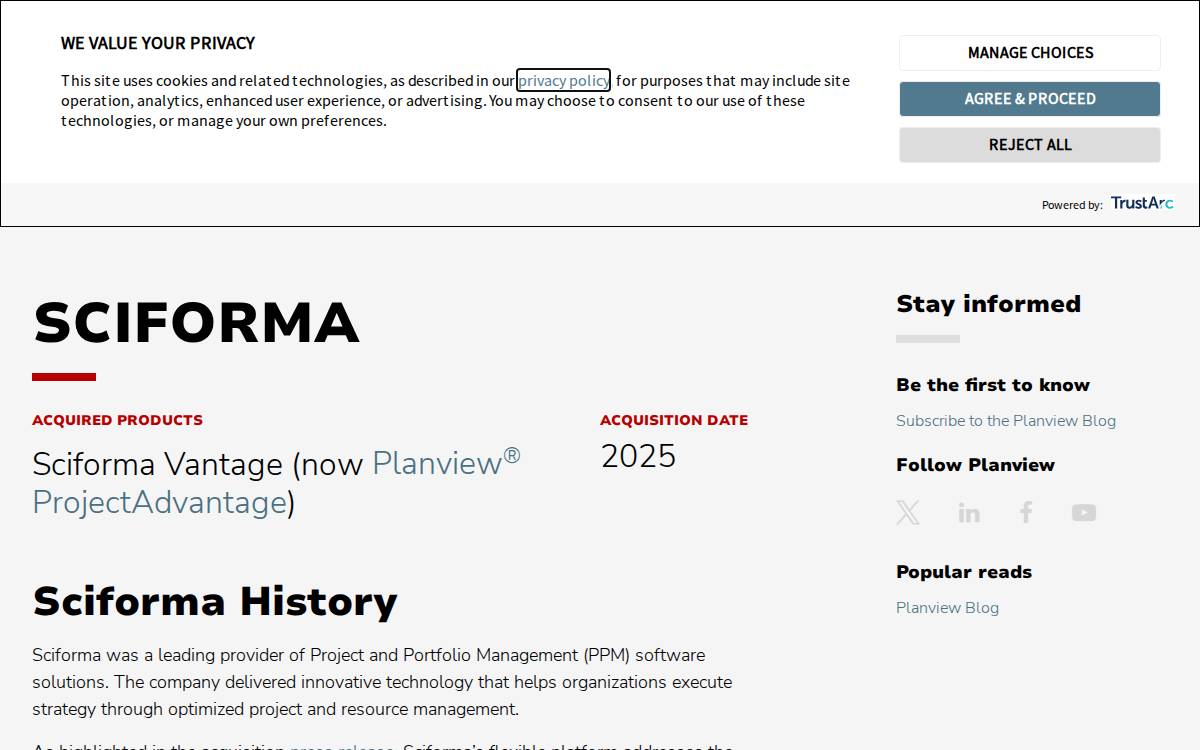 Sciforma website preview
