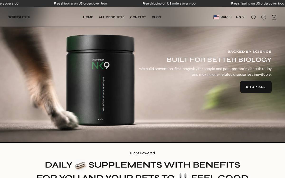 Scirouter website preview