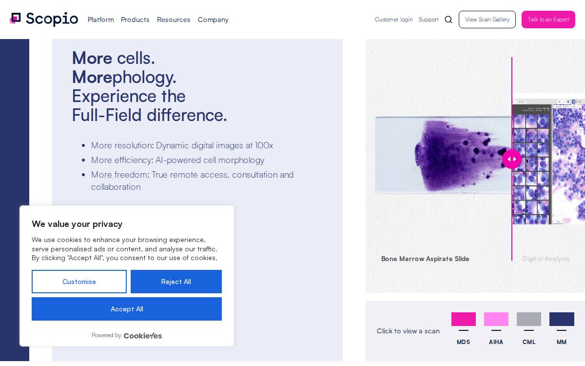 Scopio Labs website preview