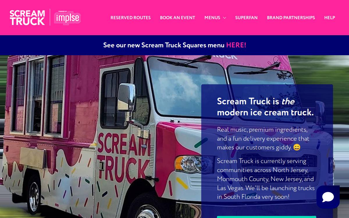 Scream Truck website preview