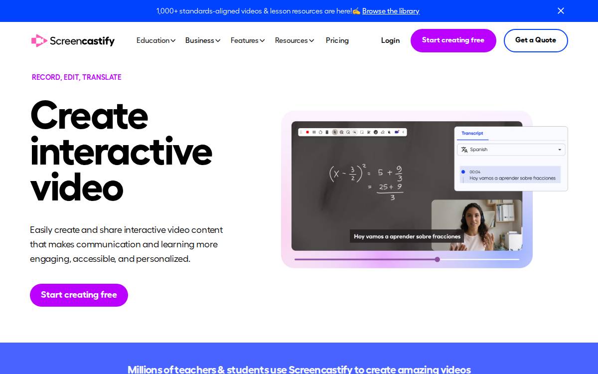 Screencastify website preview