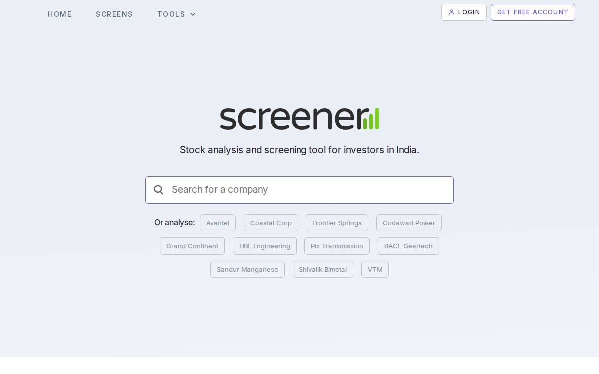 Screener website preview