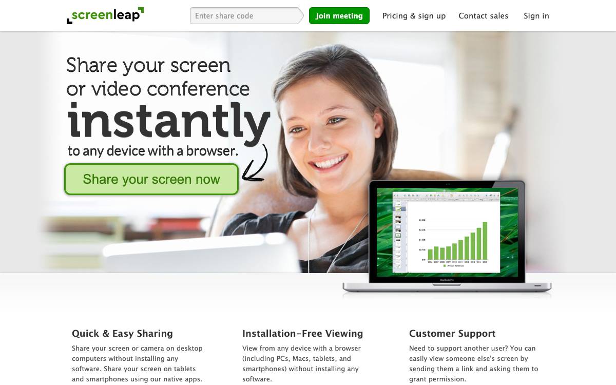 Screenleap website preview