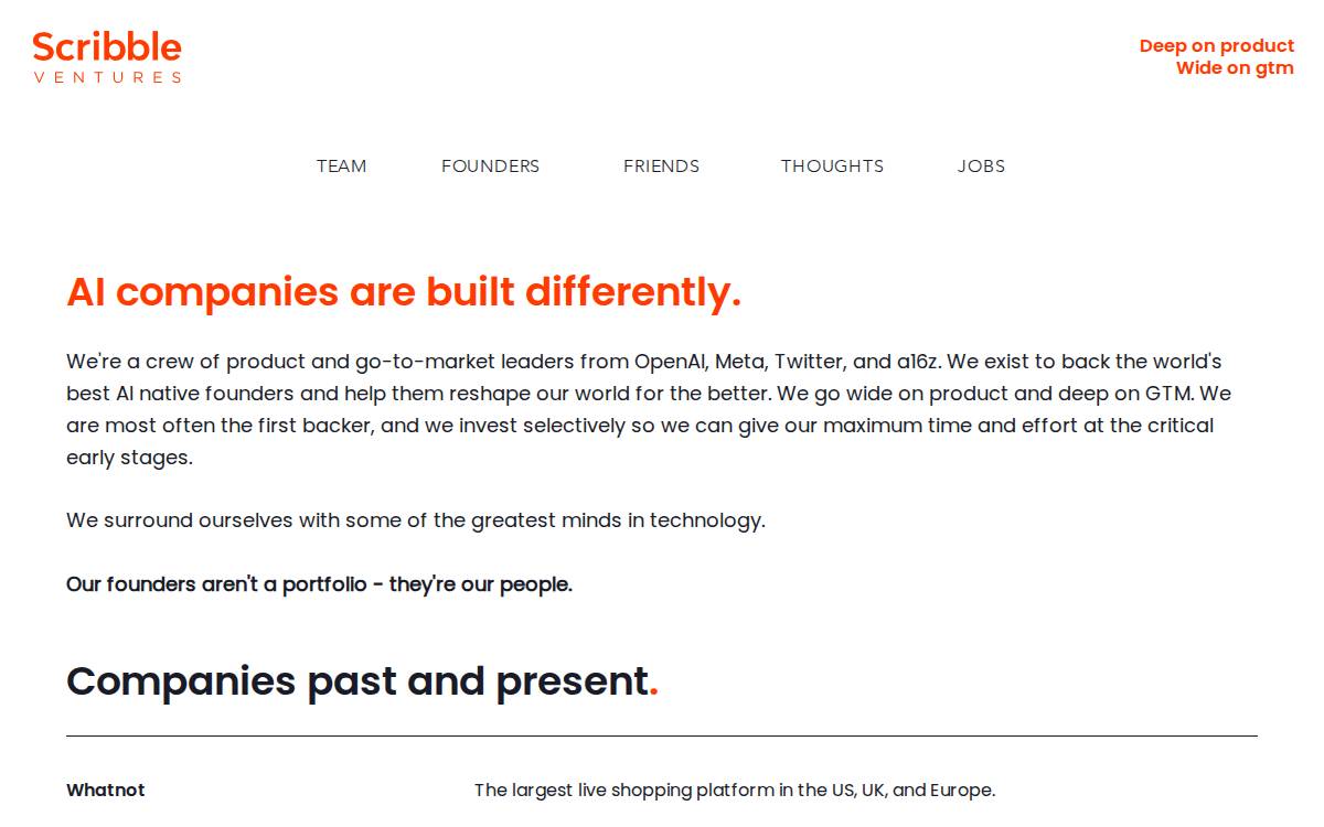 Scribble Ventures website preview