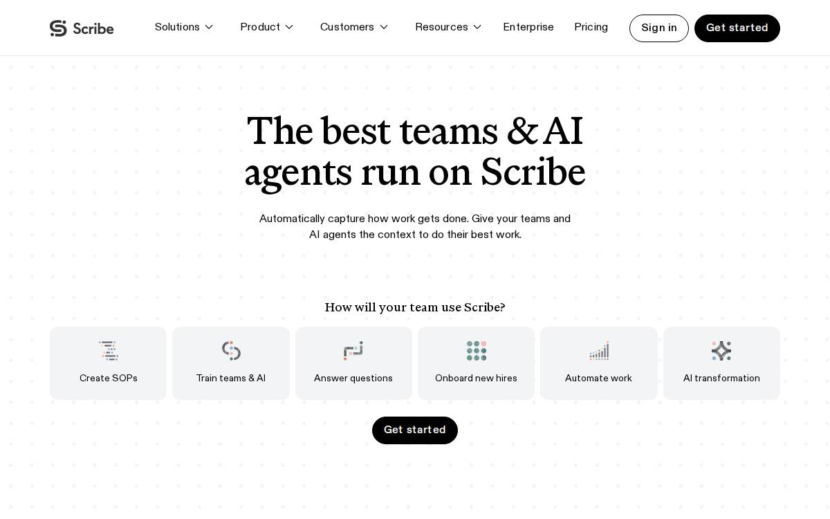 Scribe website preview