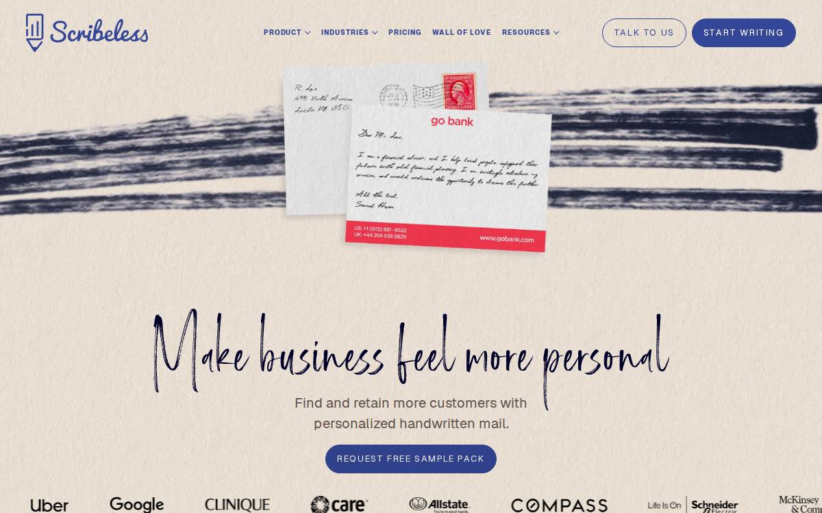 Scribeless website preview