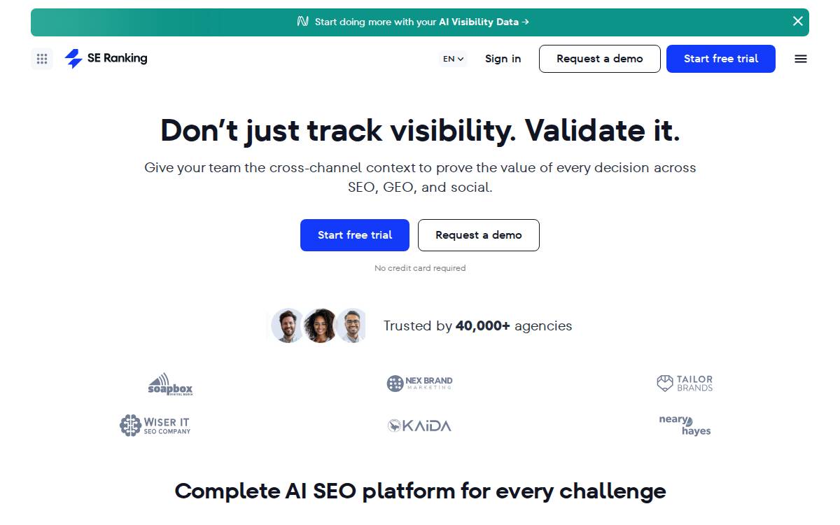 SE Ranking website preview
