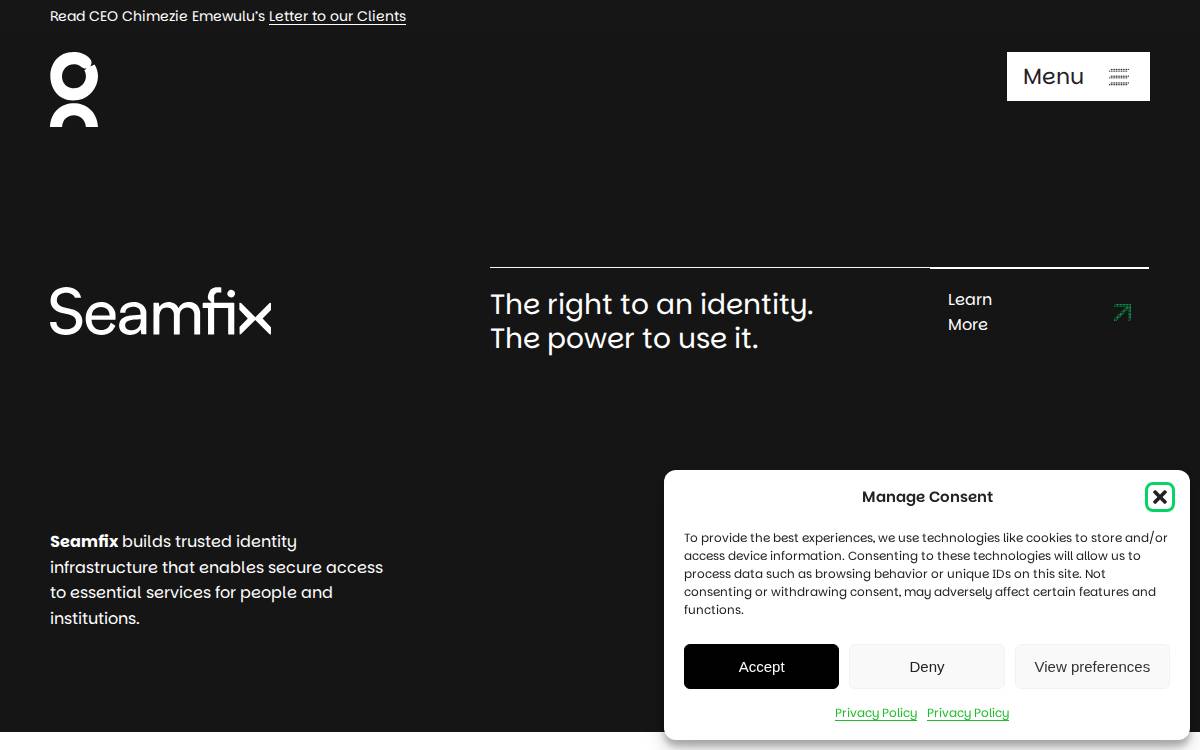 Seamfix website preview