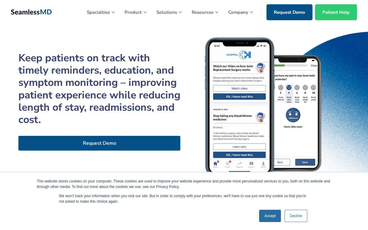 SeamlessMD website preview
