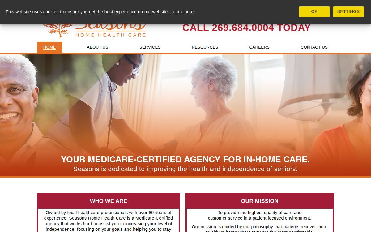 Seasons Home Health Care website preview