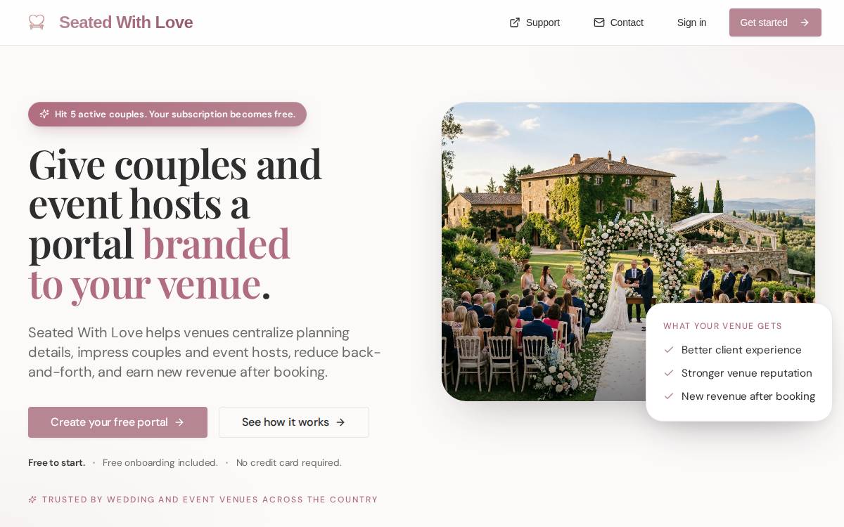 Seated With Love website preview
