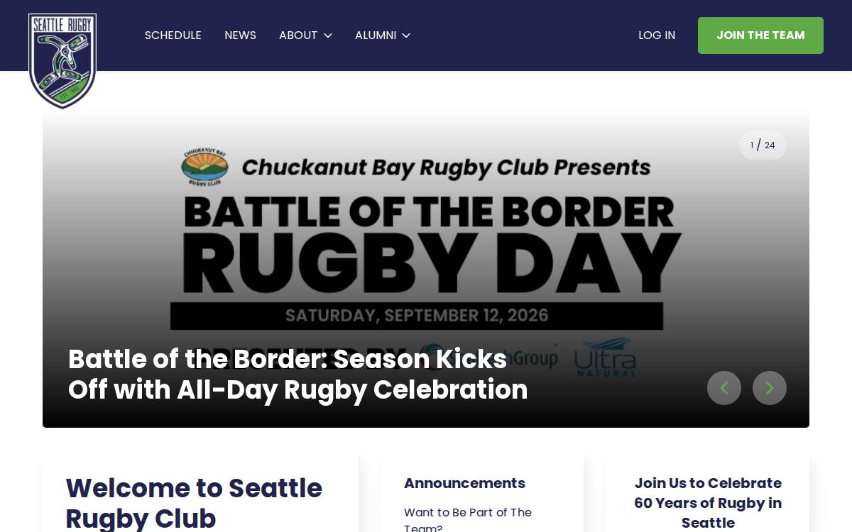 Seattle Rugby website preview