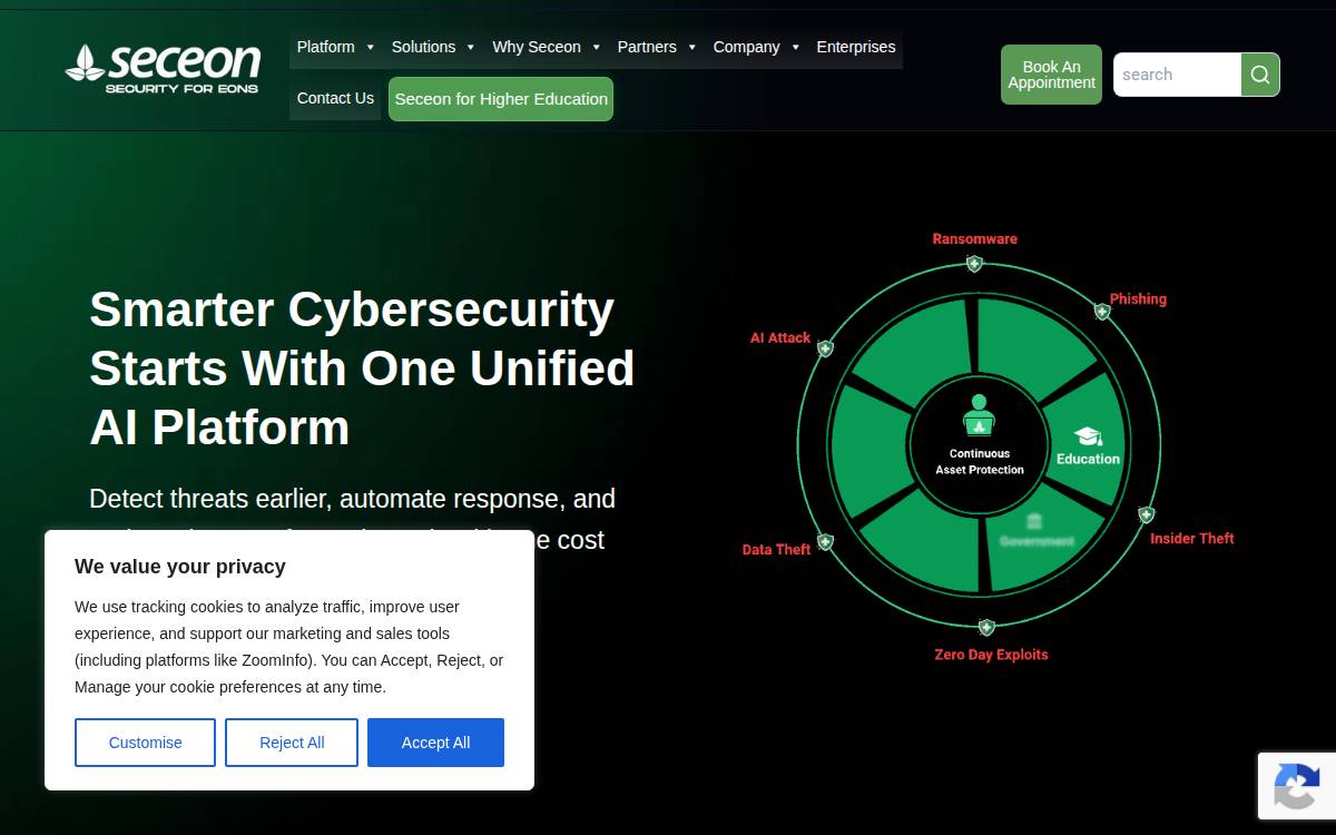 Seceon website preview