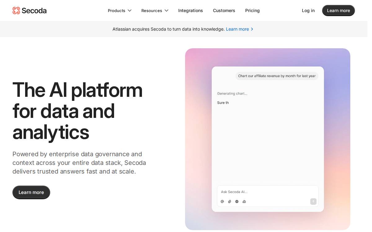 Secoda website preview