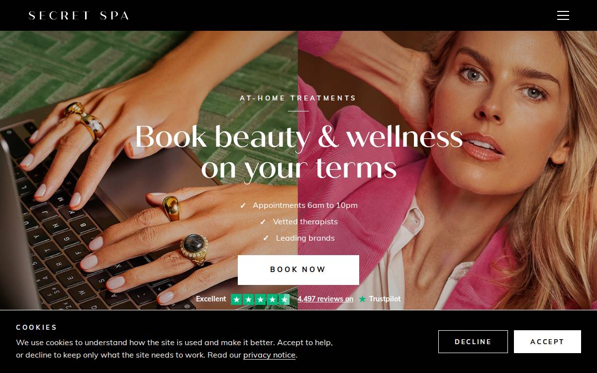 Secret Spa website preview