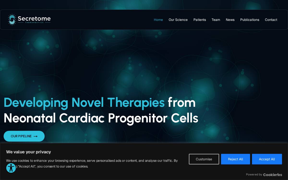 Secretome Therapeutics website preview