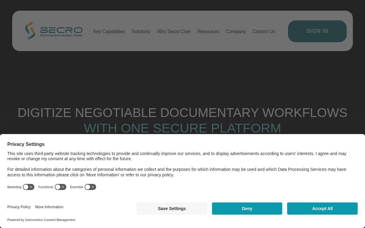 Secro website preview