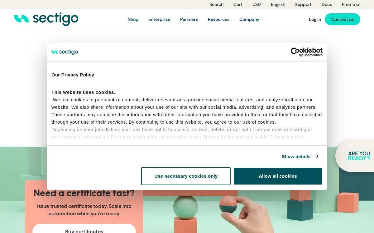 Sectigo website preview