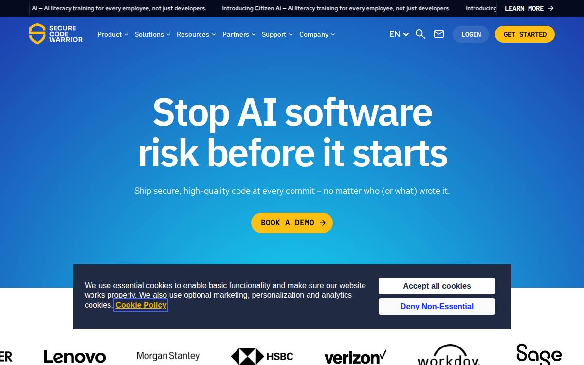 Secure Code Warrior website preview