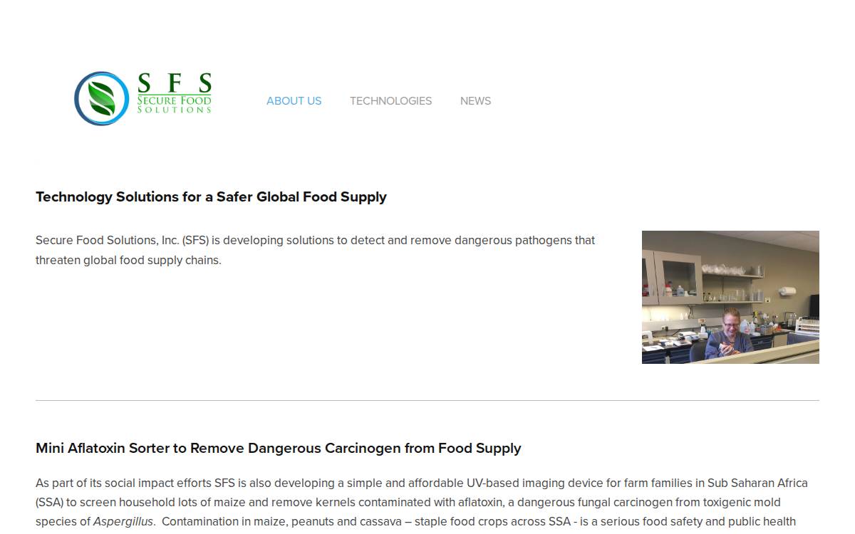 Secure Food Solutions website preview