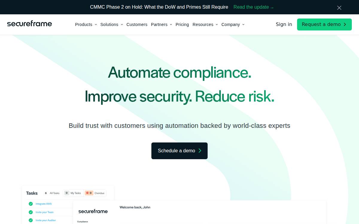 Secureframe website preview