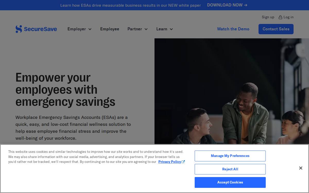 SecureSave website preview