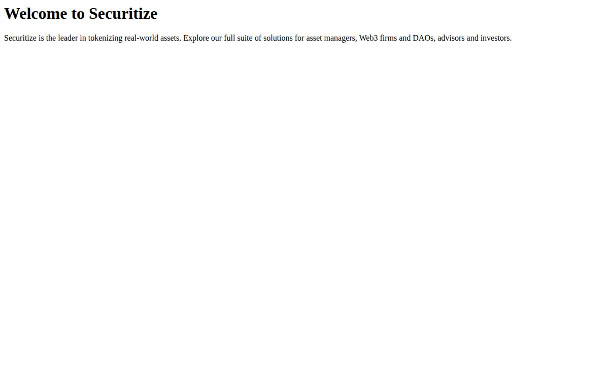 Securitize website preview