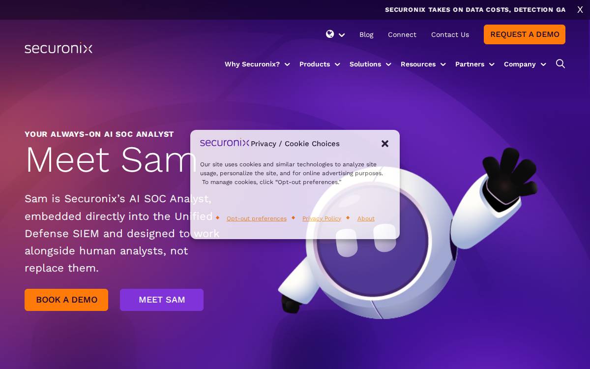 Securonix website preview