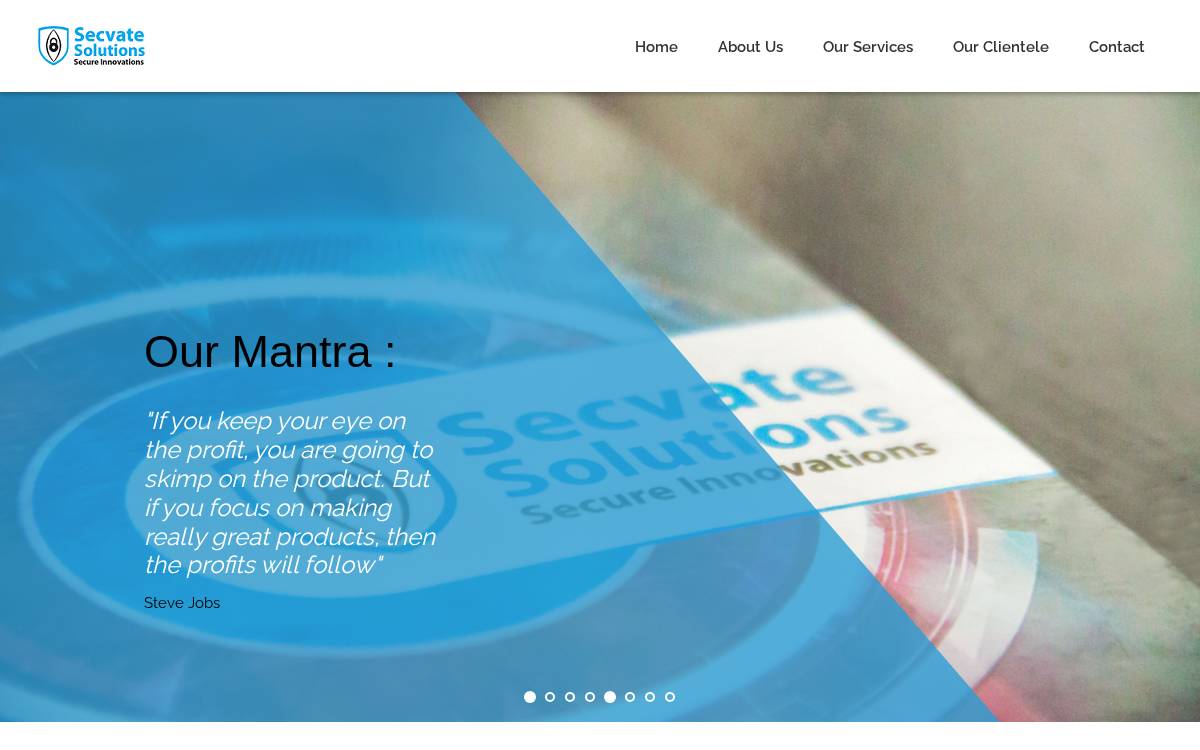 Secvate Solutions website preview