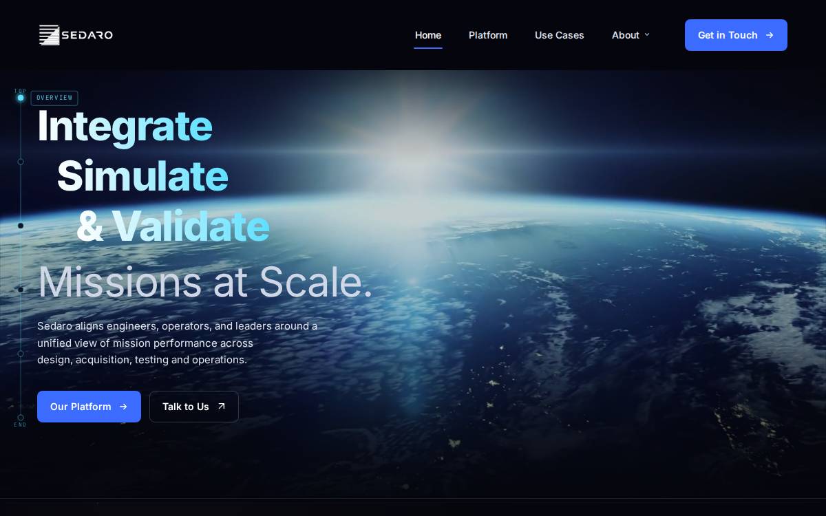 Sedaro website preview