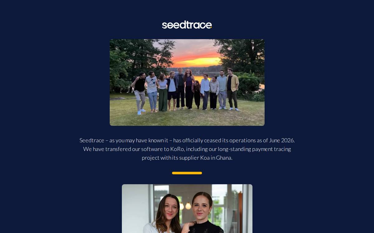 Seedtrace website preview