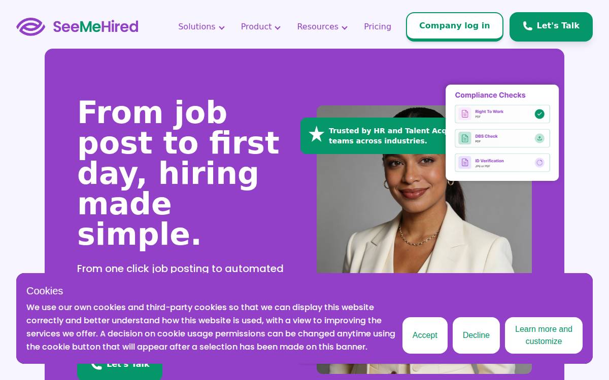 seemehired website preview