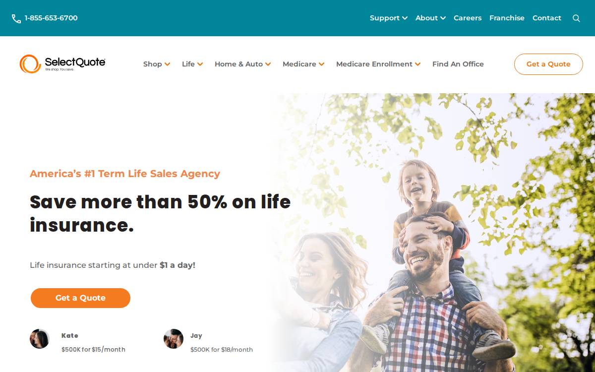 SelectQuote website preview