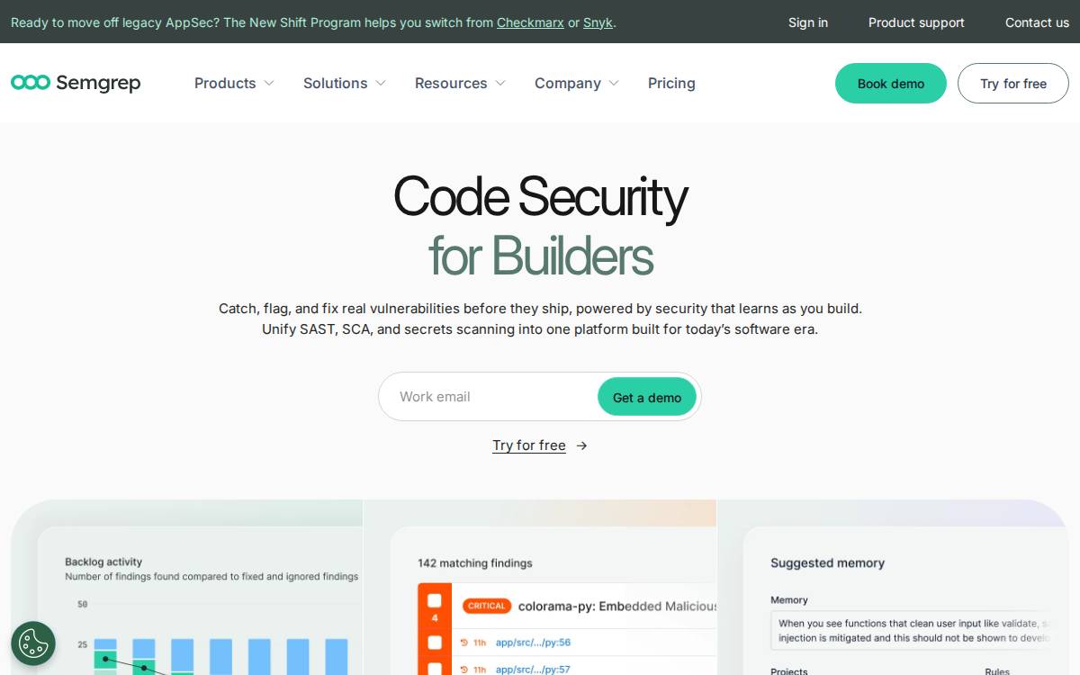 Semgrep App Security Platform website preview