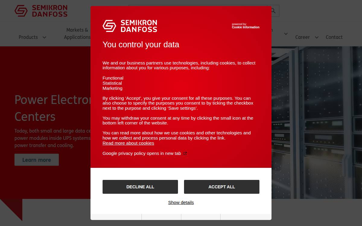 Semikron Danfoss website preview