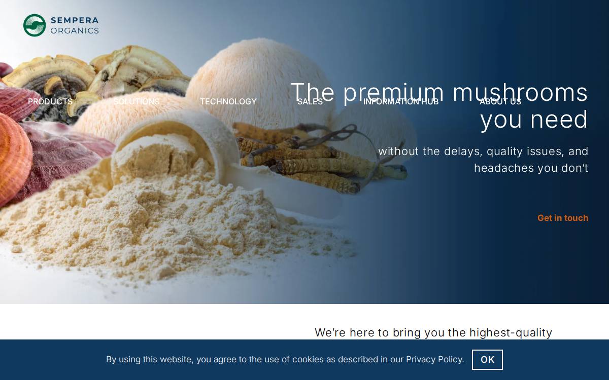 Sempera Organics website preview