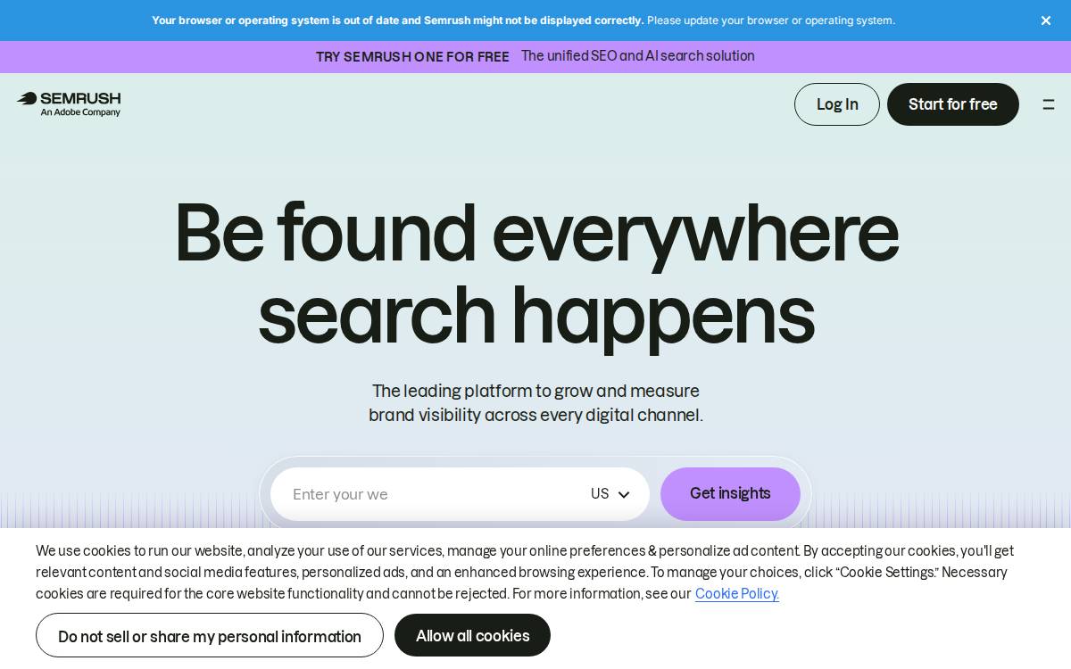SEMrush website preview