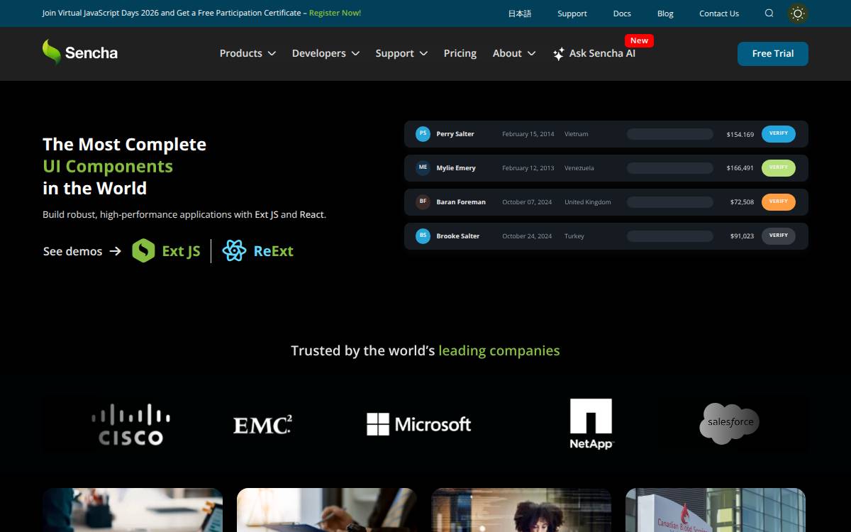 Sencha website preview