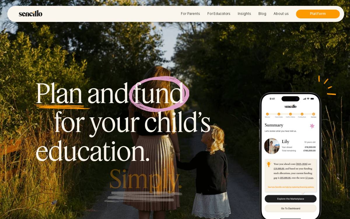 Sencillo website preview