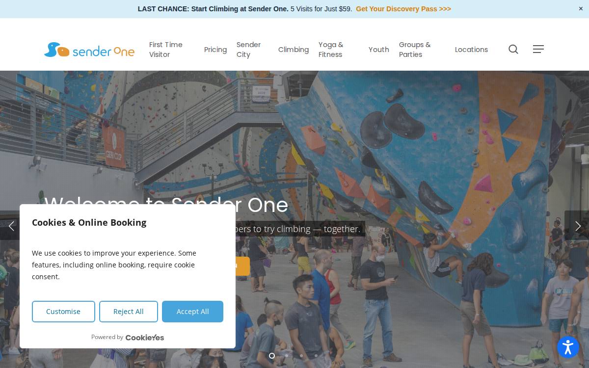 Sender One Climbing website preview