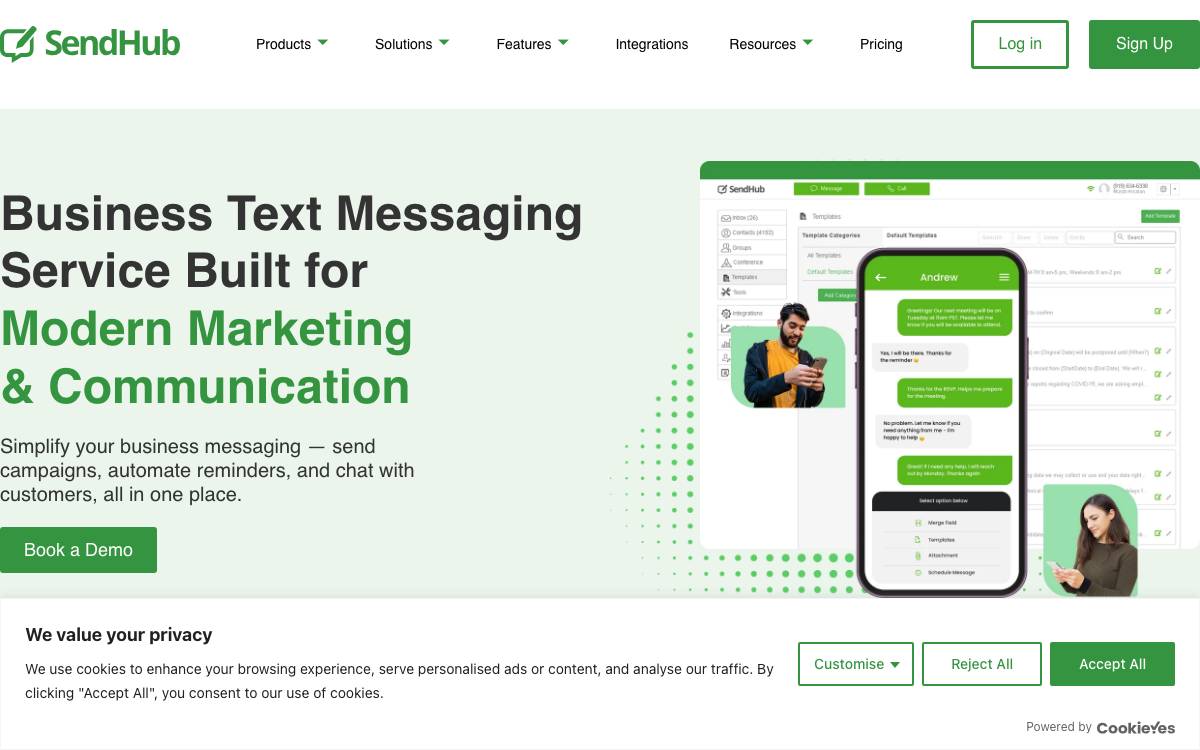 SendHub website preview