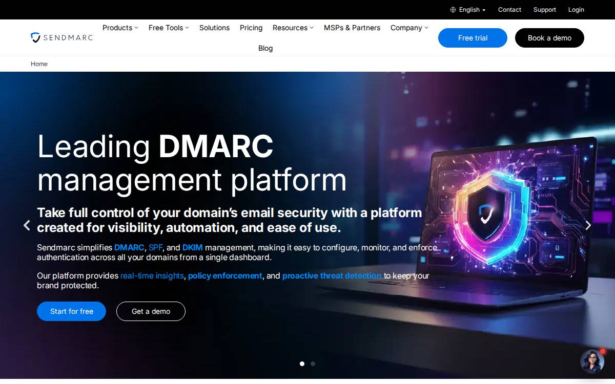 Sendmarc website preview