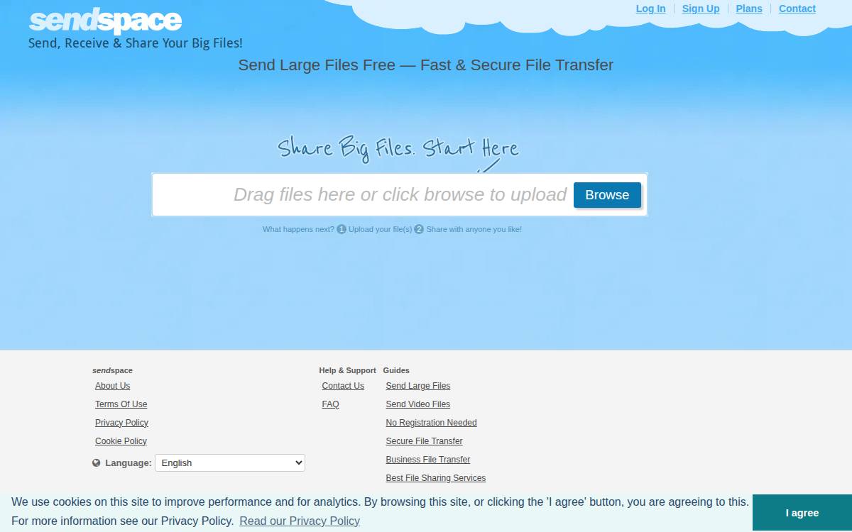 Sendspace website preview