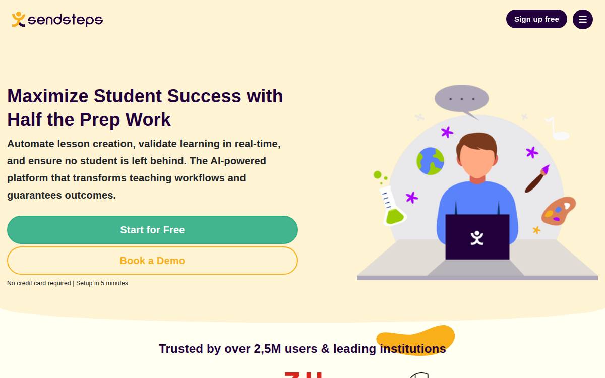 Sendsteps website preview