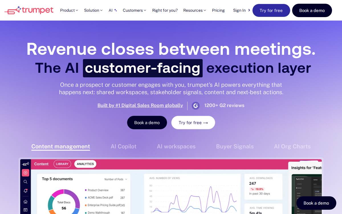 Sendtrumpet website preview