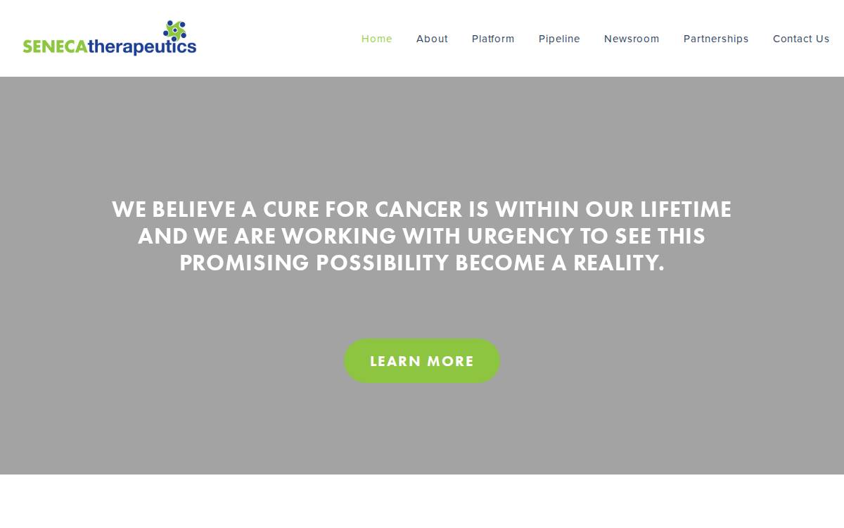 Seneca Therapeutics, Inc Biotechnology website preview