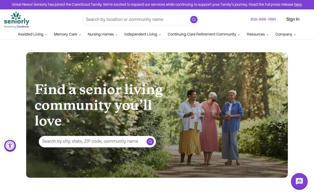 Seniorly website preview